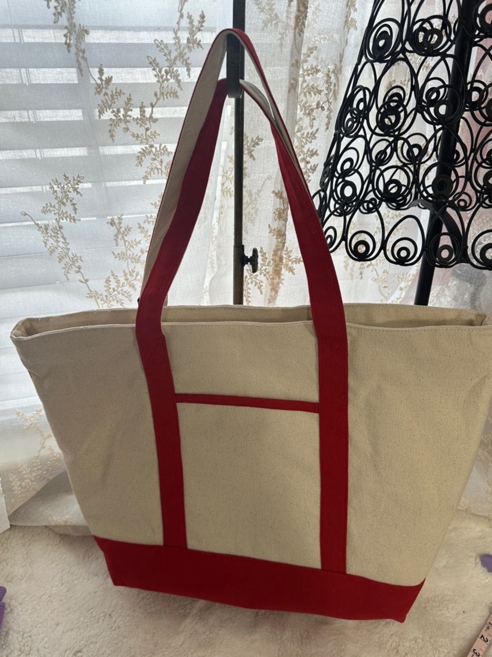 America & Beyond Hamptons beaded canvas tote bag - Picture 6 of 7